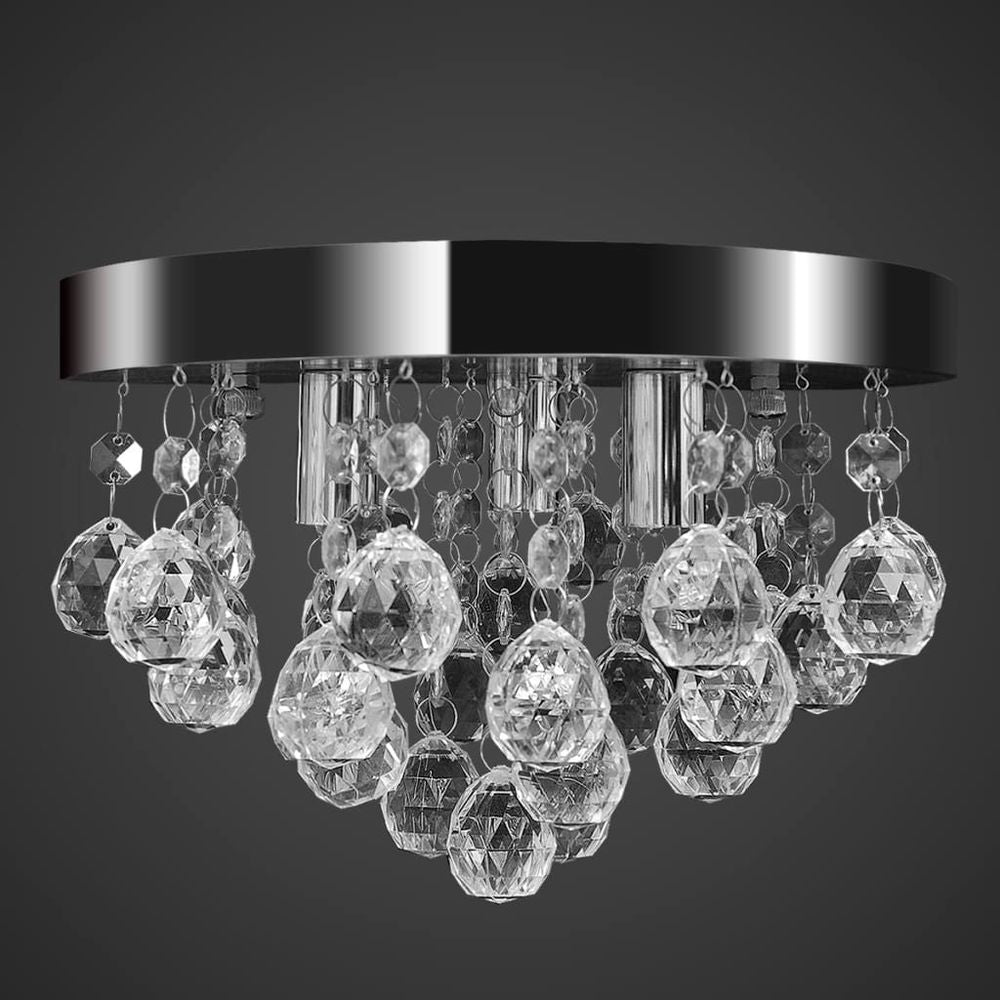 Ceiling Lamp with Smoky Beads Black Round G9