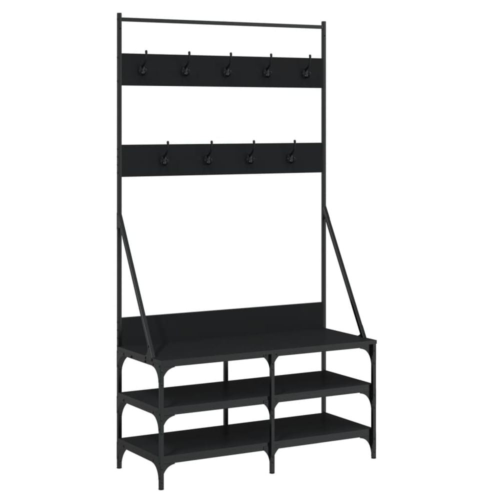 vidaXL Clothes Rack with Shoe Storage Black 100x40x184 cm