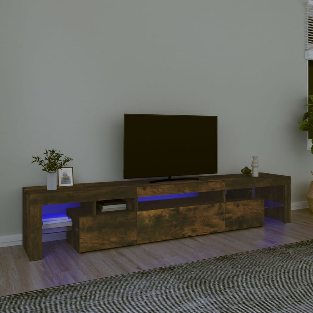 vidaXL TV Cabinet with LED Lights White 230x36.5x40 cm