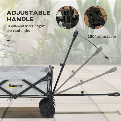 Outsunny Folding Outdoor Storage Trolley Cart Bag Telescopic Handle Brakes