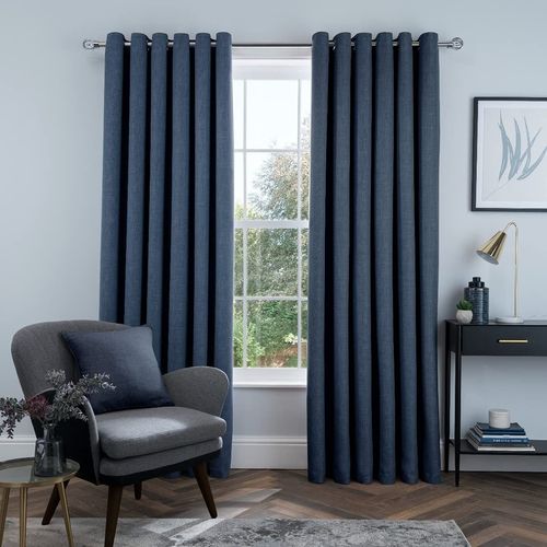 LINEN LK BLKOUT EYELT CURT NAVY 46X54