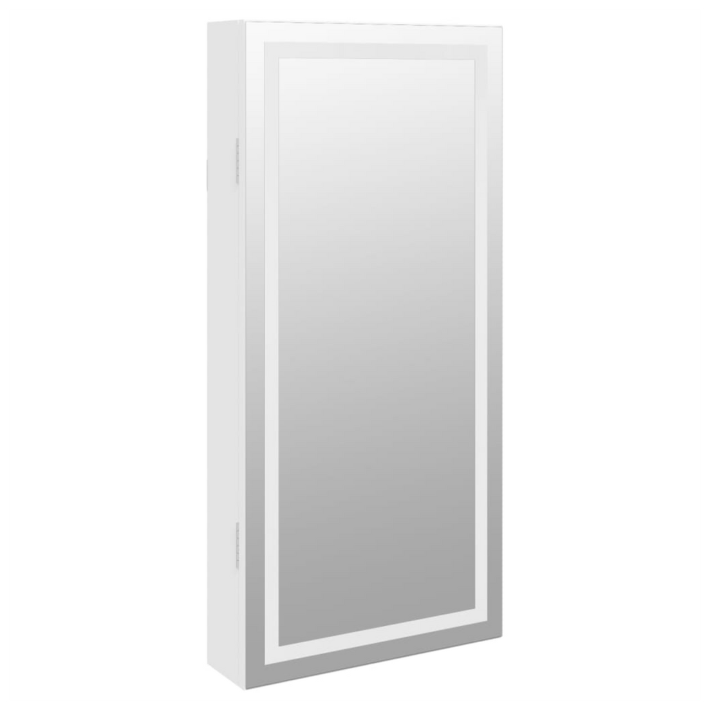 vidaXL Mirror Jewellery Cabinet with LED Lights Wall Mounted White