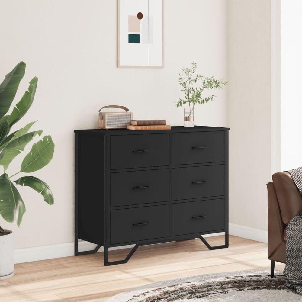 vidaXL Chest of Drawers Black 91x35.5x74.5 cm Engineered wood