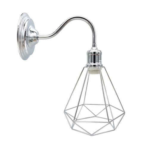 Modern Industrial Wall Sconce Light Swan Neck Arm Chrome Wall Lamp Shade with E27 Holder Fitting.