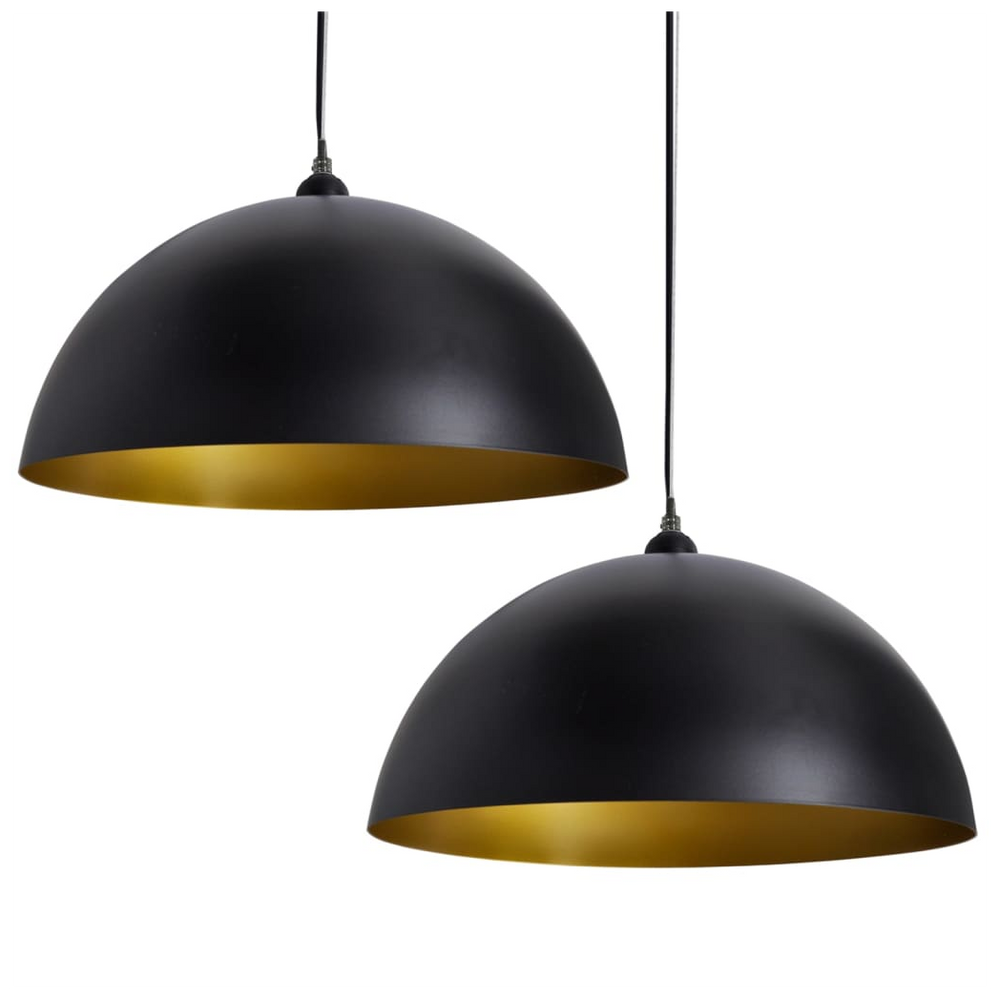 Ceiling Lamp 2 pcs Height-adjustable Semi-spherical Black