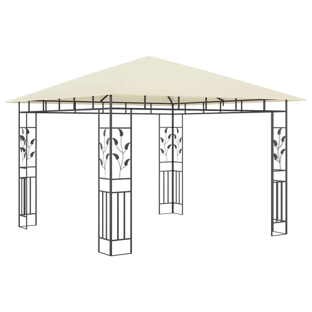 Gazebo with Mosquito Net & LED String Lights Anthracite, Cream & Taupe