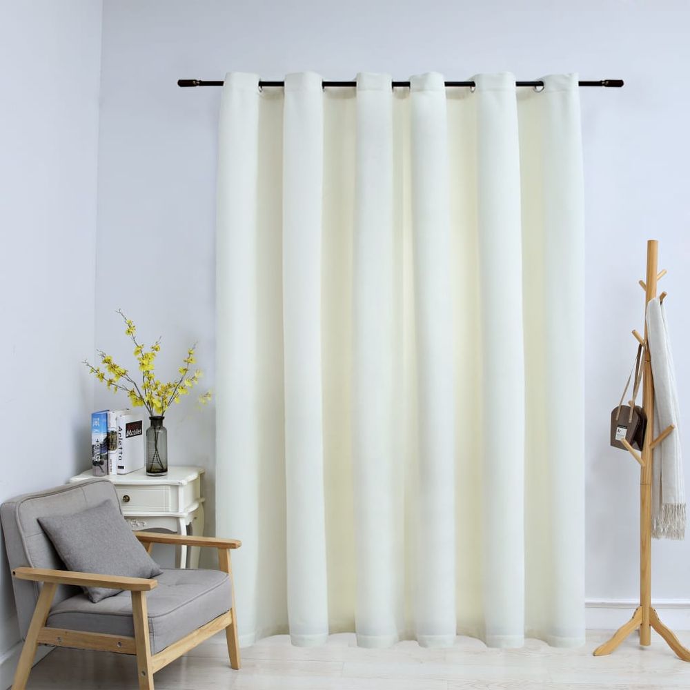 Blackout Curtain with Metal Rings Velvet Black 290x245 cm