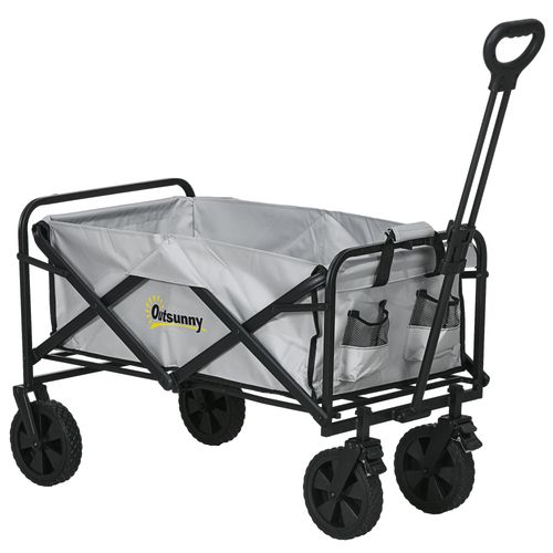 Outsunny Folding Outdoor Storage Trolley Cart Bag Telescopic Handle Brakes