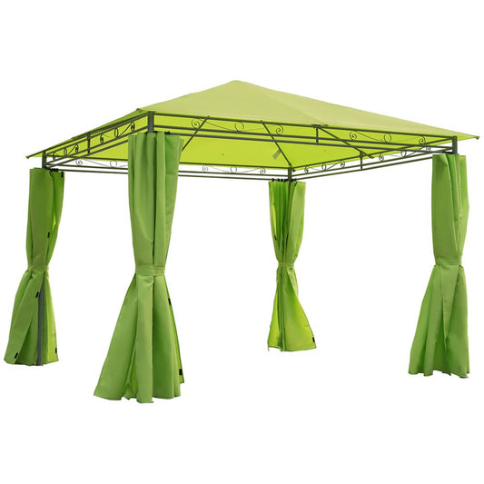 Garden Metal Gazebo Party Tent Canopy Shelter Pavilion Sidewalls-Lemon Green