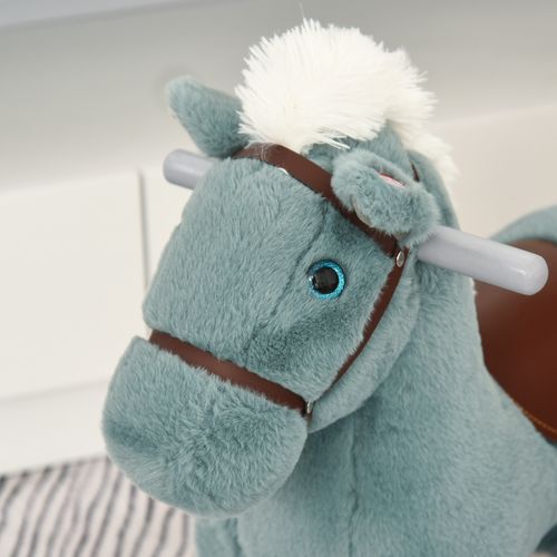 Kids Plush Ride-On Rocking Horse with Plush Toy Sound Handle Grip