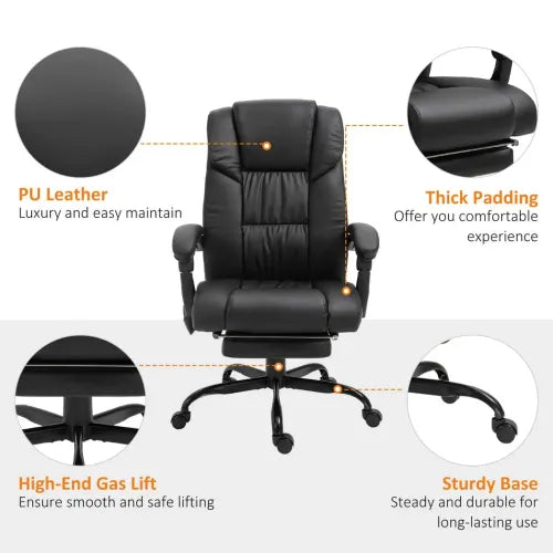 6-Point PU Leather Massage Racing Chair Electric Padded Angle Adjustable Remote