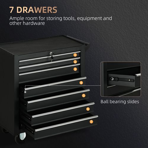 DURHAND Roller Tool Storage Chest Box Garage Workshop 7 Drawers