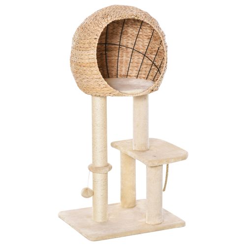 100cm Cat Tree Tower Kitten Climbing Tower W/ Scratching Post Condo  Pawhut