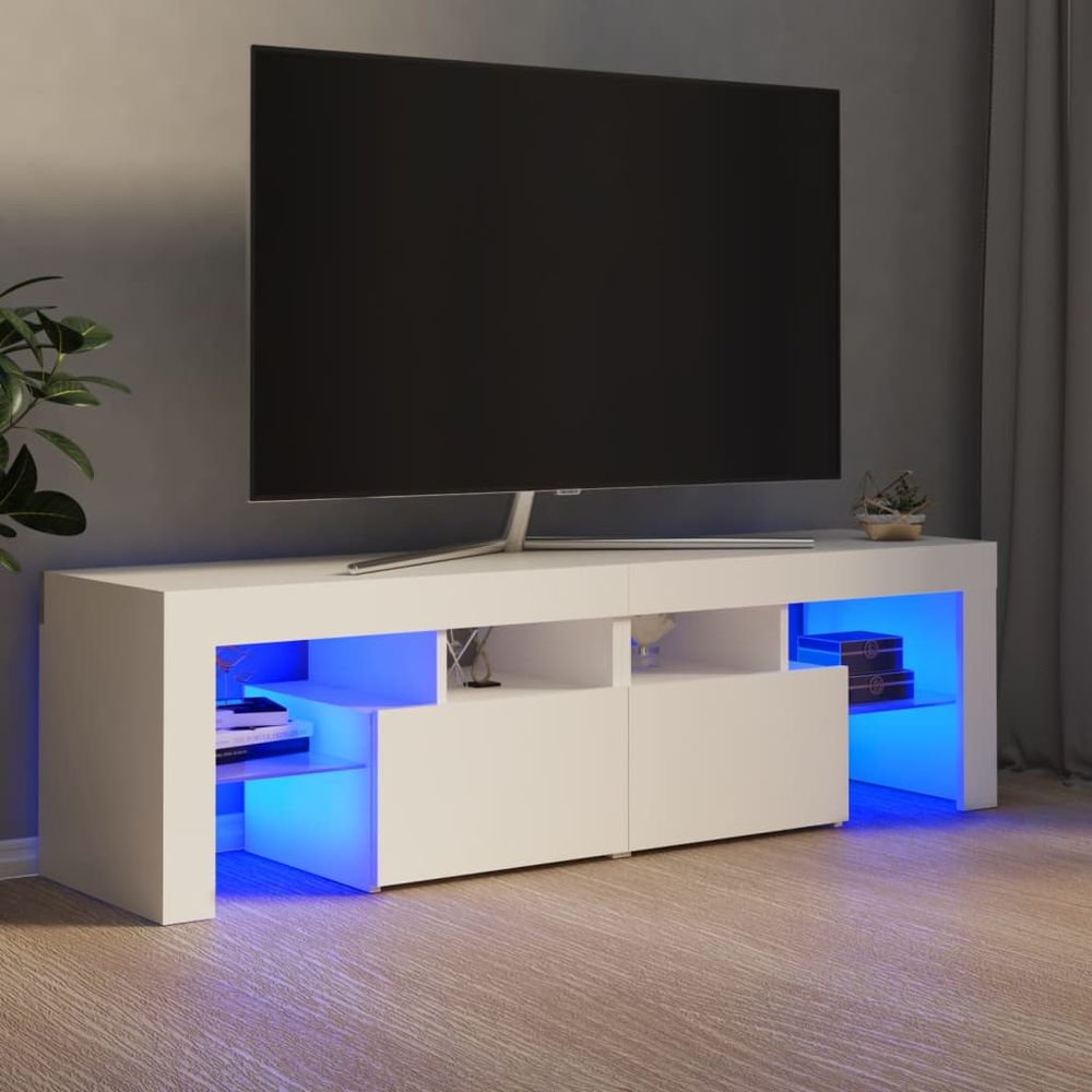 TV Cabinet with LED Lights Smoked Oak 140x36.5x40 cm