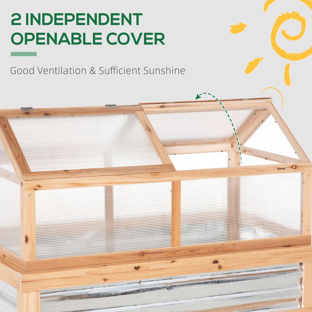 Raised Garden Bed with Greenhouse Top, 122x 61 x 81.7cm, Natural Kit