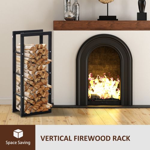 Metal Rust-Resistant Firewood Log Rack Black