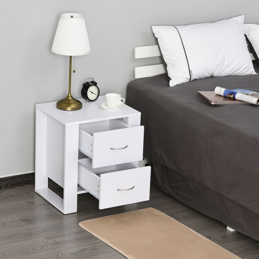 Particle Board 2-Drawer Bedside Table White