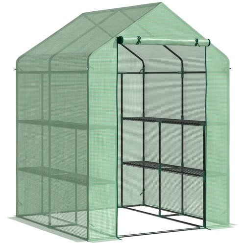 Walk in Garden Greenhouse Outdoor Grow House Shelves, 143x138x190cm Outsunny