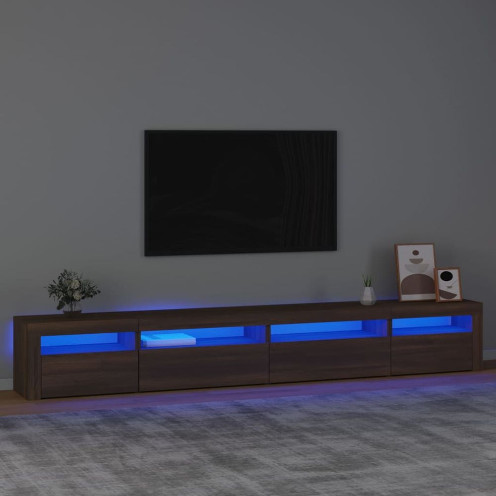 TV Cabinet with LED Lights White 270x35x40 cm