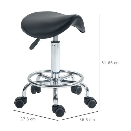 HOMCOM Saddle Chair, Rolling Salon Stool for Massage Spa Clinic Beauty, Black