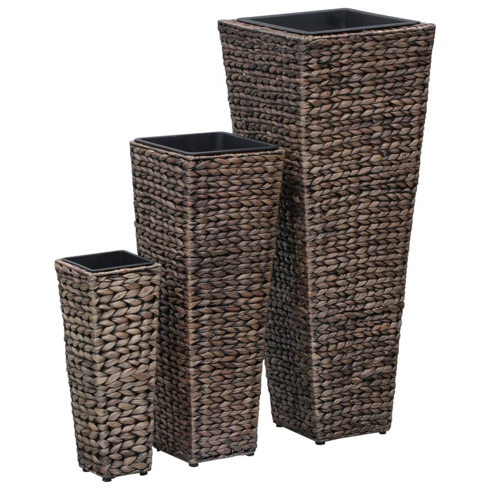 Garden Raised Beds 3 pcs Water Hyacinth Brown