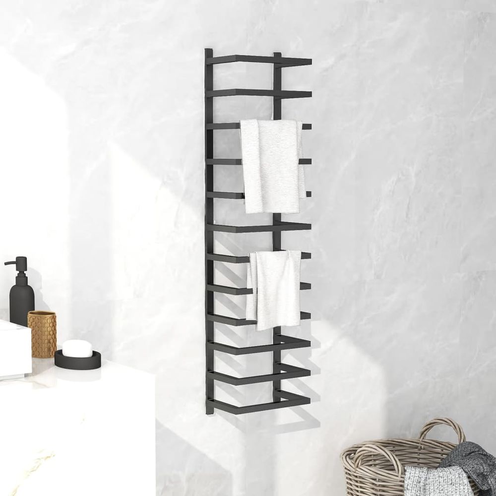 Towel Rack Black 24x12x48 cm Steel