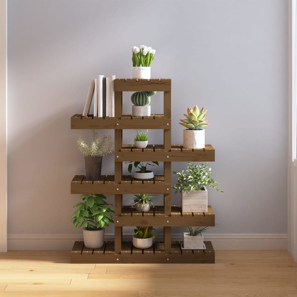 Plant Stand 85x25x109.5 cm Solid Wood Pine Natural, Black, Grey, Honey Brown, White