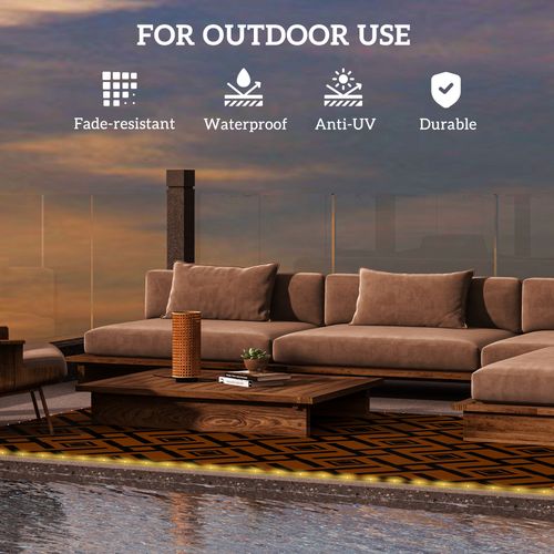 Outsunny Waterproof Outdoor Rug with LED String Light, 182 x 274cm