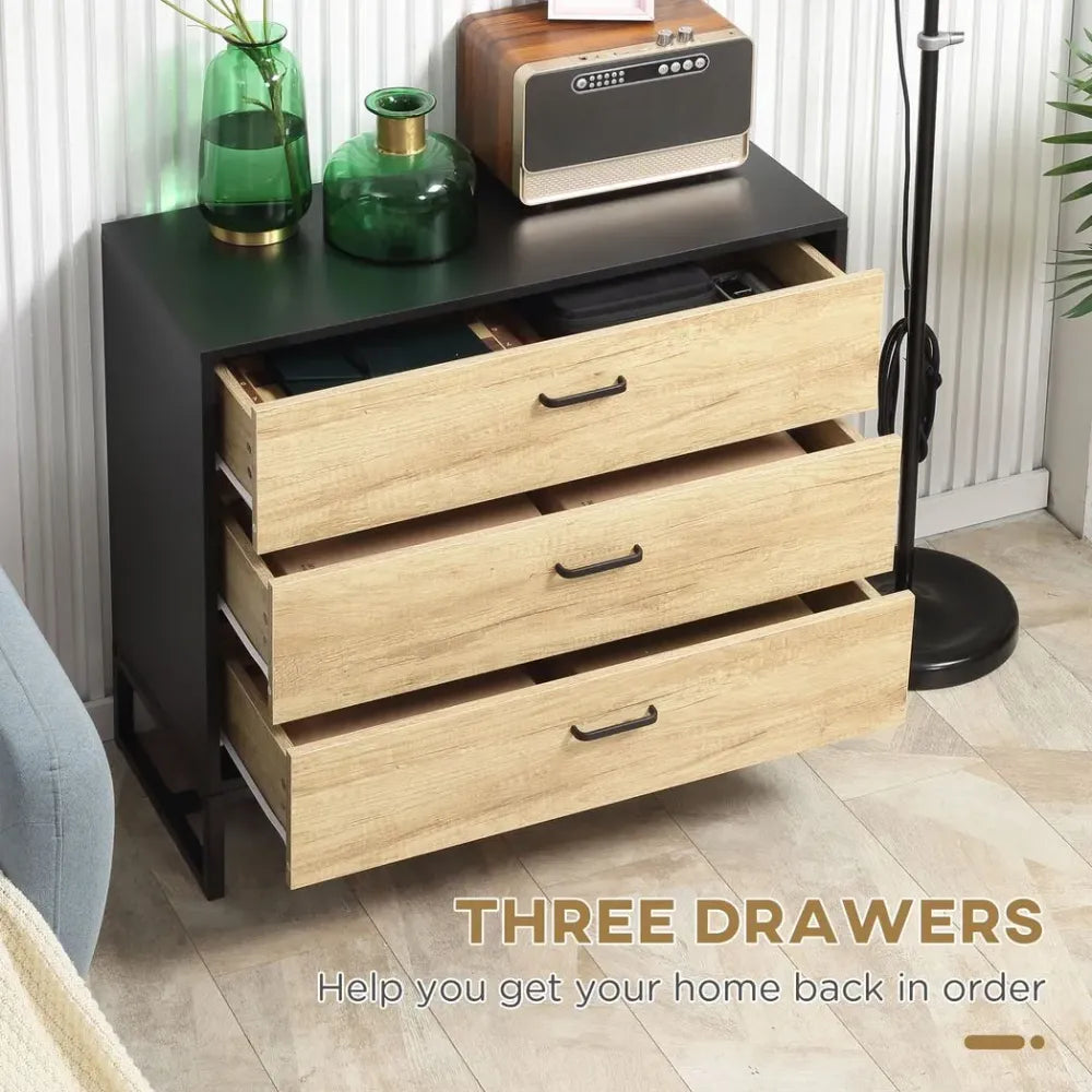 Chest of Drawers 3-Drawer Storage Organiser with Handles Bedroom Living Room