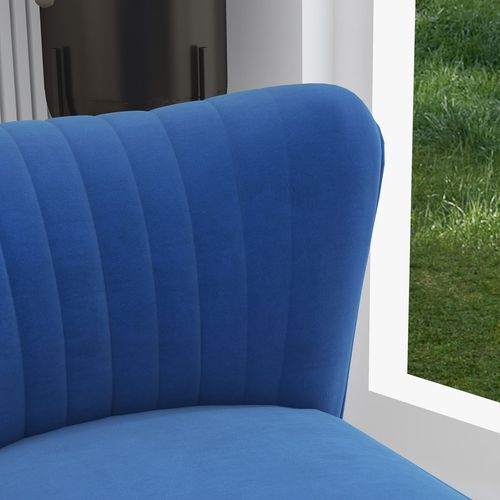 HOMCOM Set of 2 Accent Chairs Wingback Armless Chairs for Bedroom Dark Blue