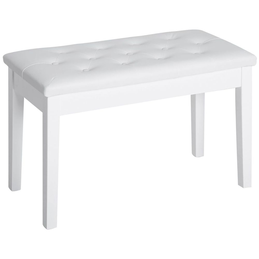 Classic Digital Keyboard Piano Bench Makeup Padded Seat Stool Solid Wood White