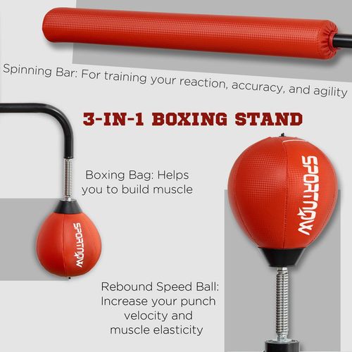 SPORTNOW Boxing Bag, Freestanding Punching Bag with Reflex Bar, Speed Balls