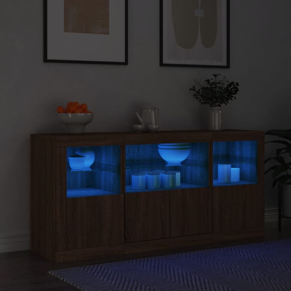 vidaXL Sideboard with LED Lights White 142.5x37x67 cm