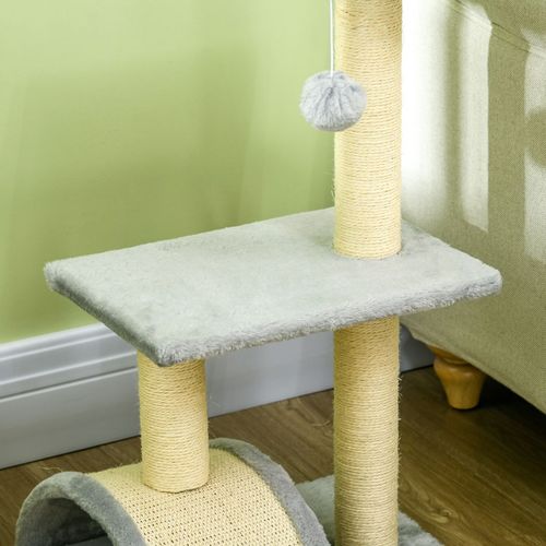 PawHut 72cm Cat Tree Climbing Tower with Sisal Scratching Post - Light Grey