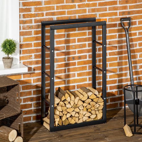 Metal Rust-Resistant Firewood Log Rack Black