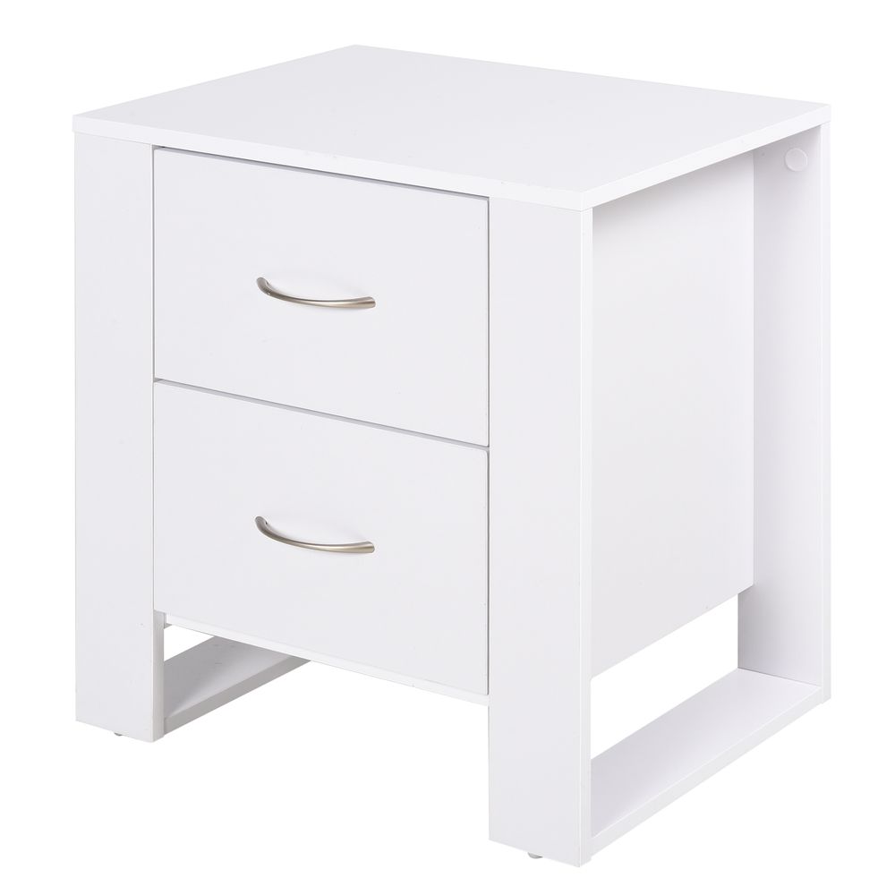 Particle Board 2-Drawer Bedside Table White