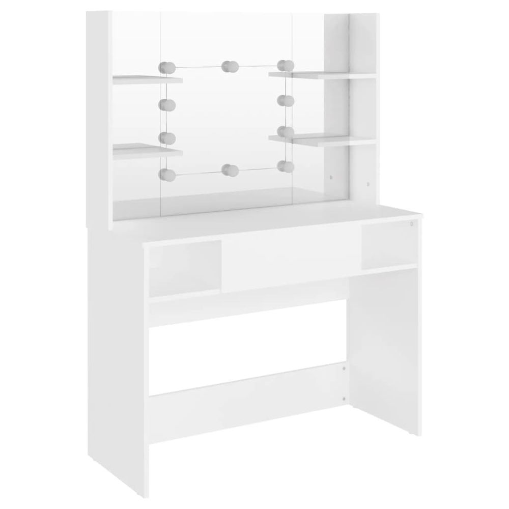 Makeup Table with LED Lights 100x40x135 cm MDF White