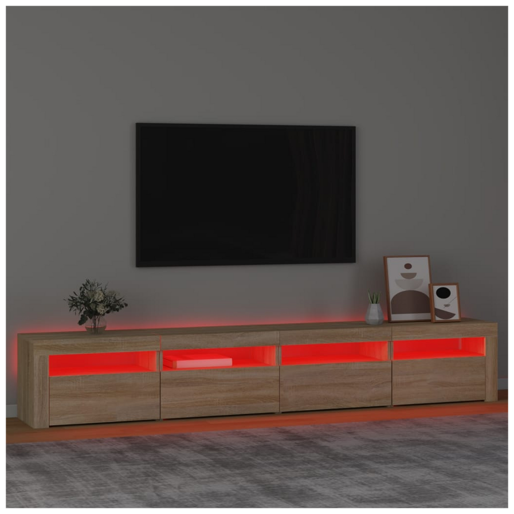 TV Cabinet with LED Lights White 270x35x40 cm