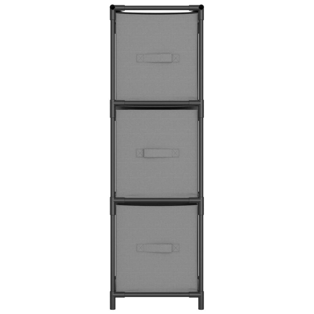 Storage Cabinet with 3 Fabric Drawers Grey 34x34x101 cm Steel