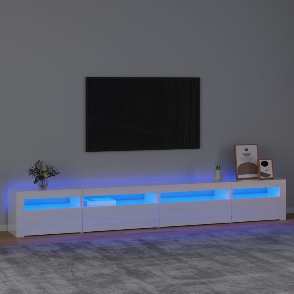 TV Cabinet with LED Lights White 270x35x40 cm