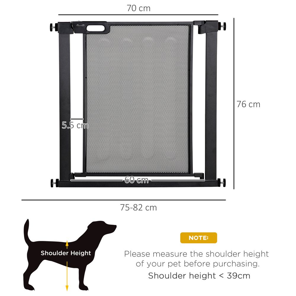 Pressure Fit Safety Gate for Stairs w/ Auto Close 75-82 cm - Black Pawhut