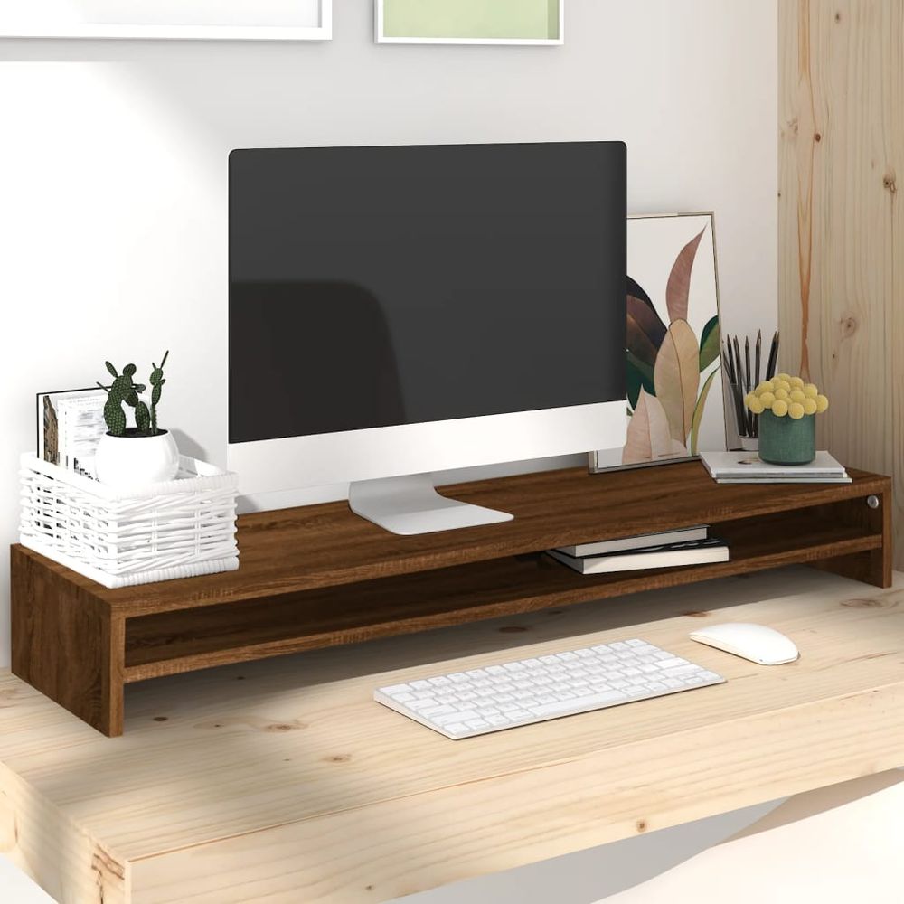 Monitor Stand Smoked Oak 100x24x13 cm Engineered Wood