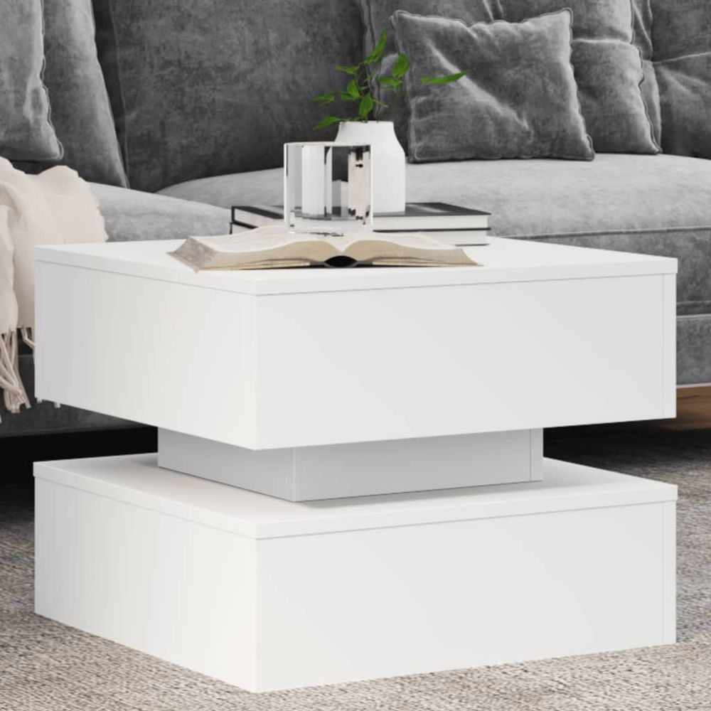 vidaXL Coffee Table with LED Lights White 50x50x40 cm