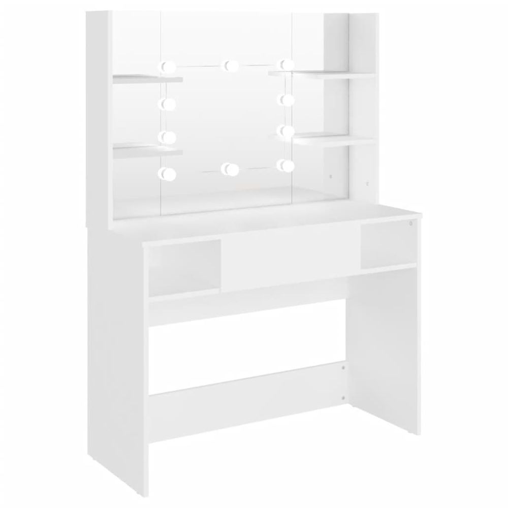 Makeup Table with LED Lights 100x40x135 cm MDF White