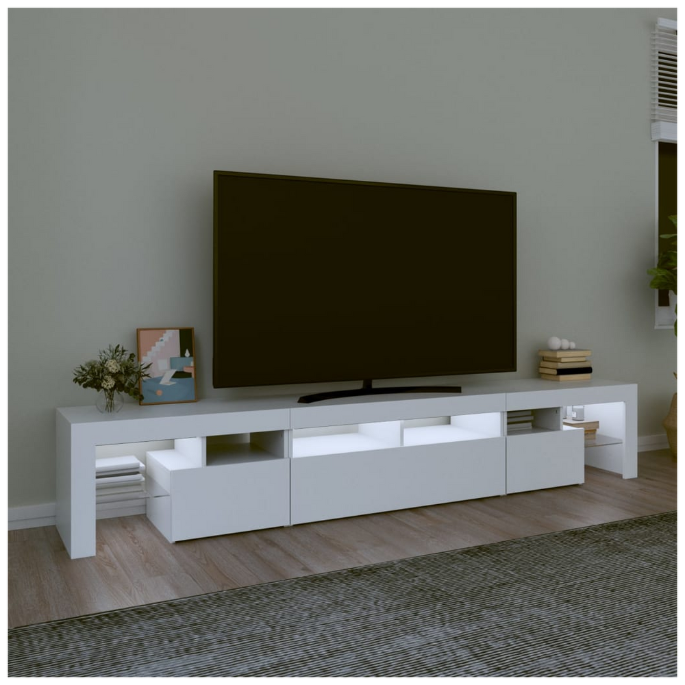 vidaXL TV Cabinet with LED Lights White 230x36.5x40 cm