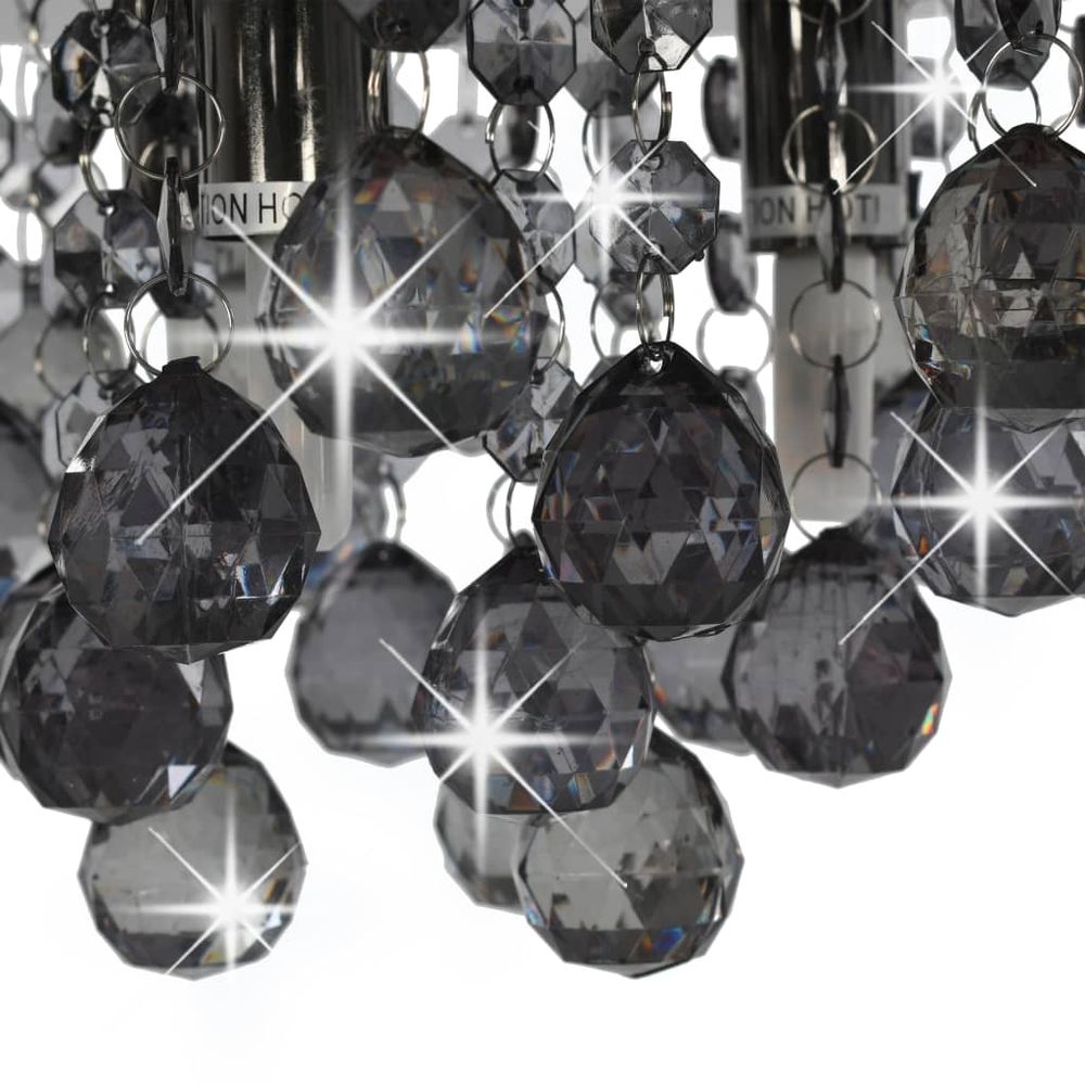 Ceiling Lamp with Smoky Beads Black Round G9