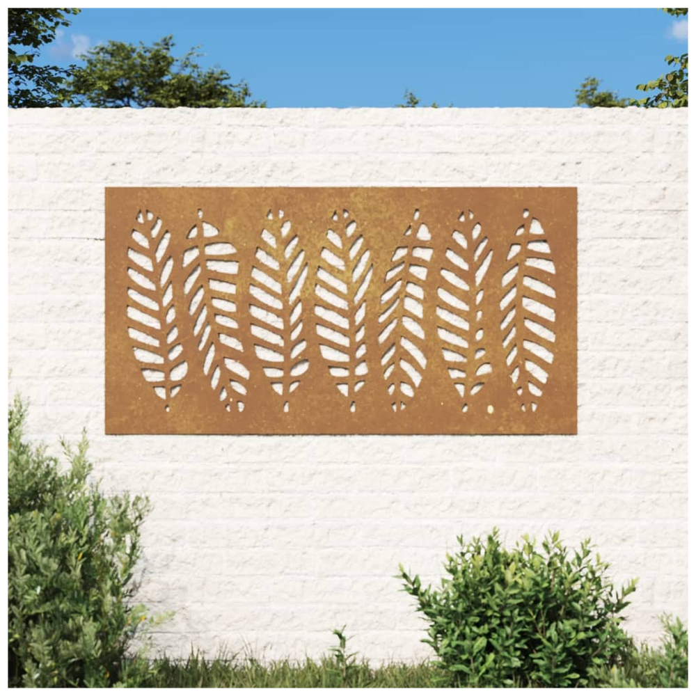 vidaXL Garden Wall Decoration 105x55 cm Corten Steel Leaf Design