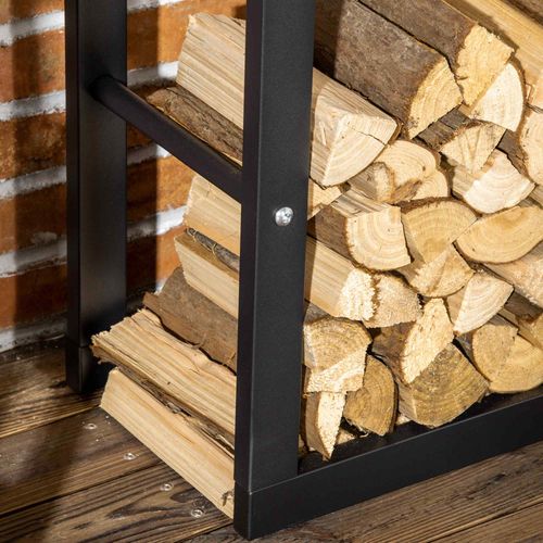 Metal Rust-Resistant Firewood Log Rack Black