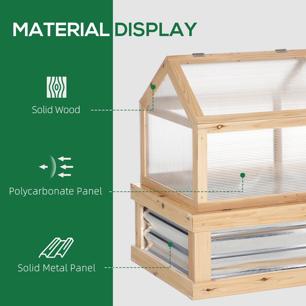 Raised Garden Bed with Greenhouse Top, 122x 61 x 81.7cm, Natural Kit