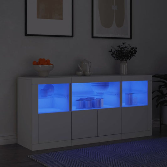 vidaXL Sideboard with LED Lights White 142.5x37x67 cm